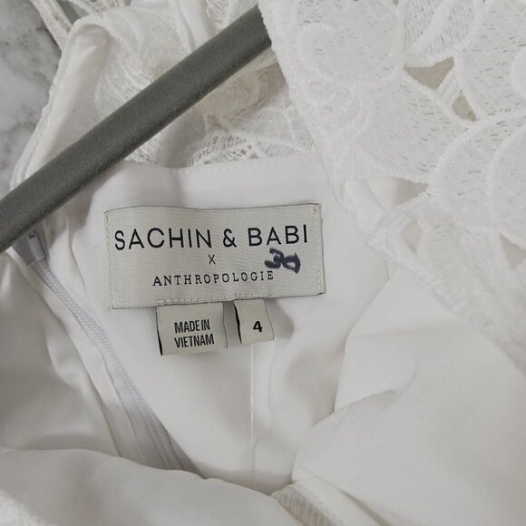 NEW Sachin & Babi Anthropologie White Lace Maxi Dress Women's Size 4 v-neck - Picture 10 of 13